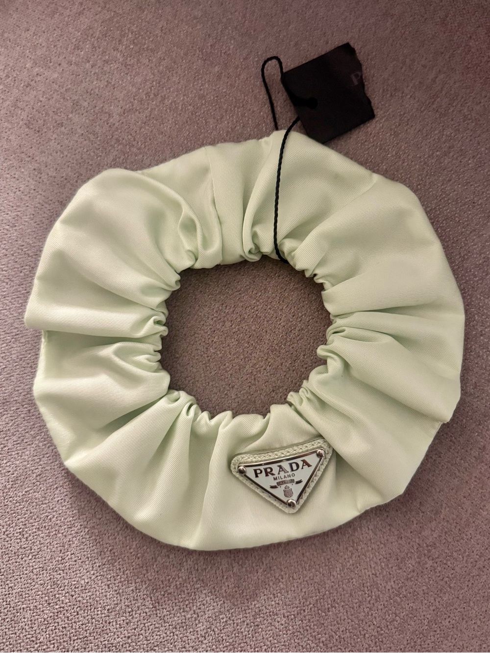 NWT Prada Light Green Re-Nylon Scrunchie